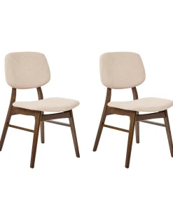 Sæt med 2 spisebordsstole ELAINE Boucle Mørkebrun/beige