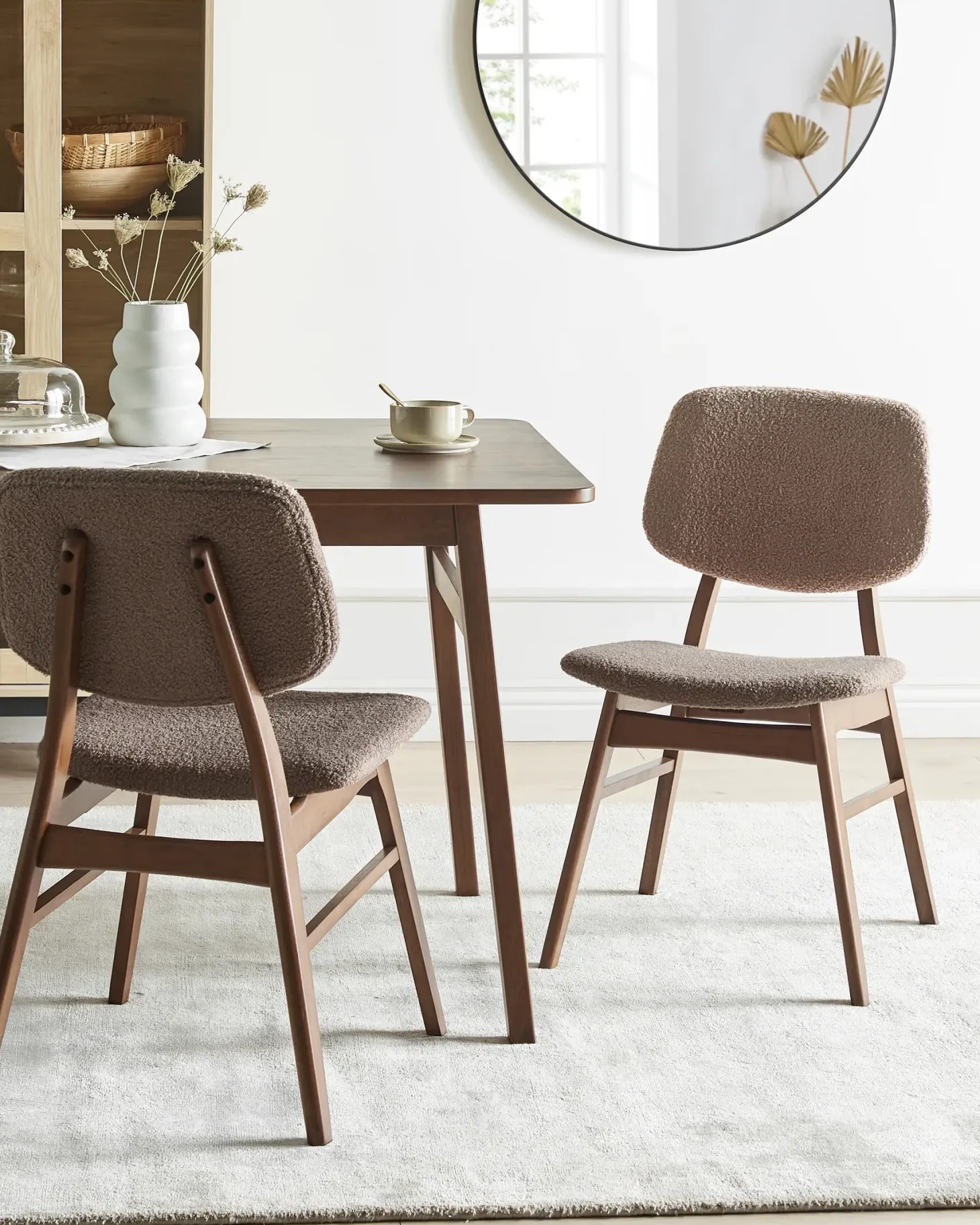 Sæt med 2 spisebordsstole ELAINE Boucle Mørkebrun/taupe