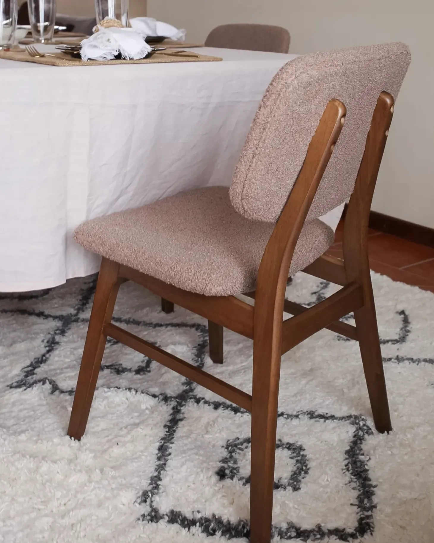 Sæt med 2 spisebordsstole ELAINE Boucle Mørkebrun/taupe
