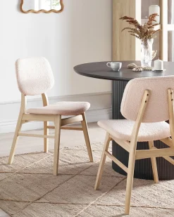 Sæt med 2 spisebordsstole ELAINE Boucle Lysebrun/beige