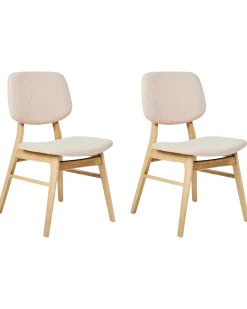 Sæt med 2 spisebordsstole ELAINE Boucle Lysebrun/beige