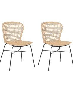 Sæt med 2 spisebordsstole ELFROS Rattan Naturlig