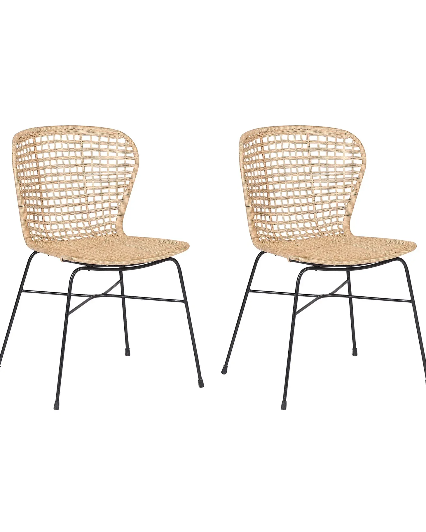 Sæt med 2 spisebordsstole ELFROS Rattan Naturlig