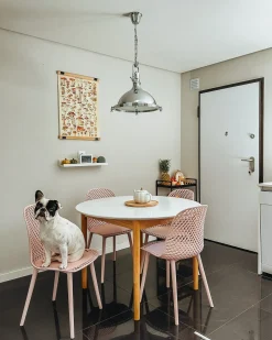 Sæt med 4 spisebordsstole EMORY Pastellrosa