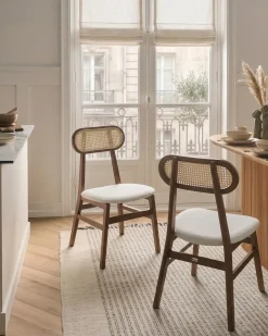 Sæt med 2 spisebordsstole FALLON Træ Brun/lys beige