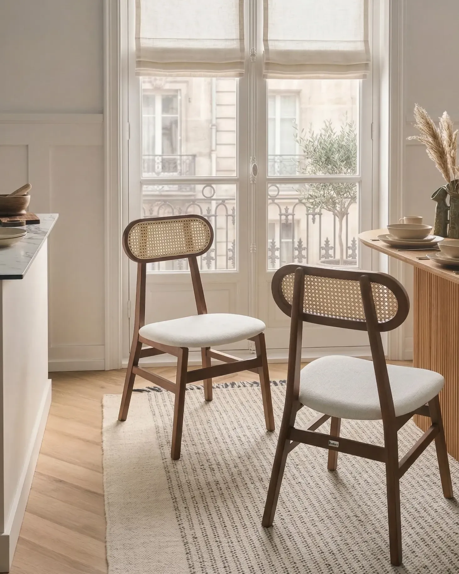 Sæt med 2 spisebordsstole FALLON Træ Brun/lys beige