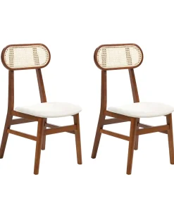 Sæt med 2 spisebordsstole FALLON Træ Brun/lys beige