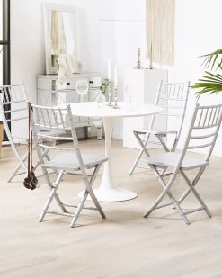 Sæt med 4 spisebordsstole Foldbar MACHIAS Bøgetræ Sølv