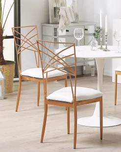 Sæt med 2 spisebordsstole GIRARD Metal Rosa guld