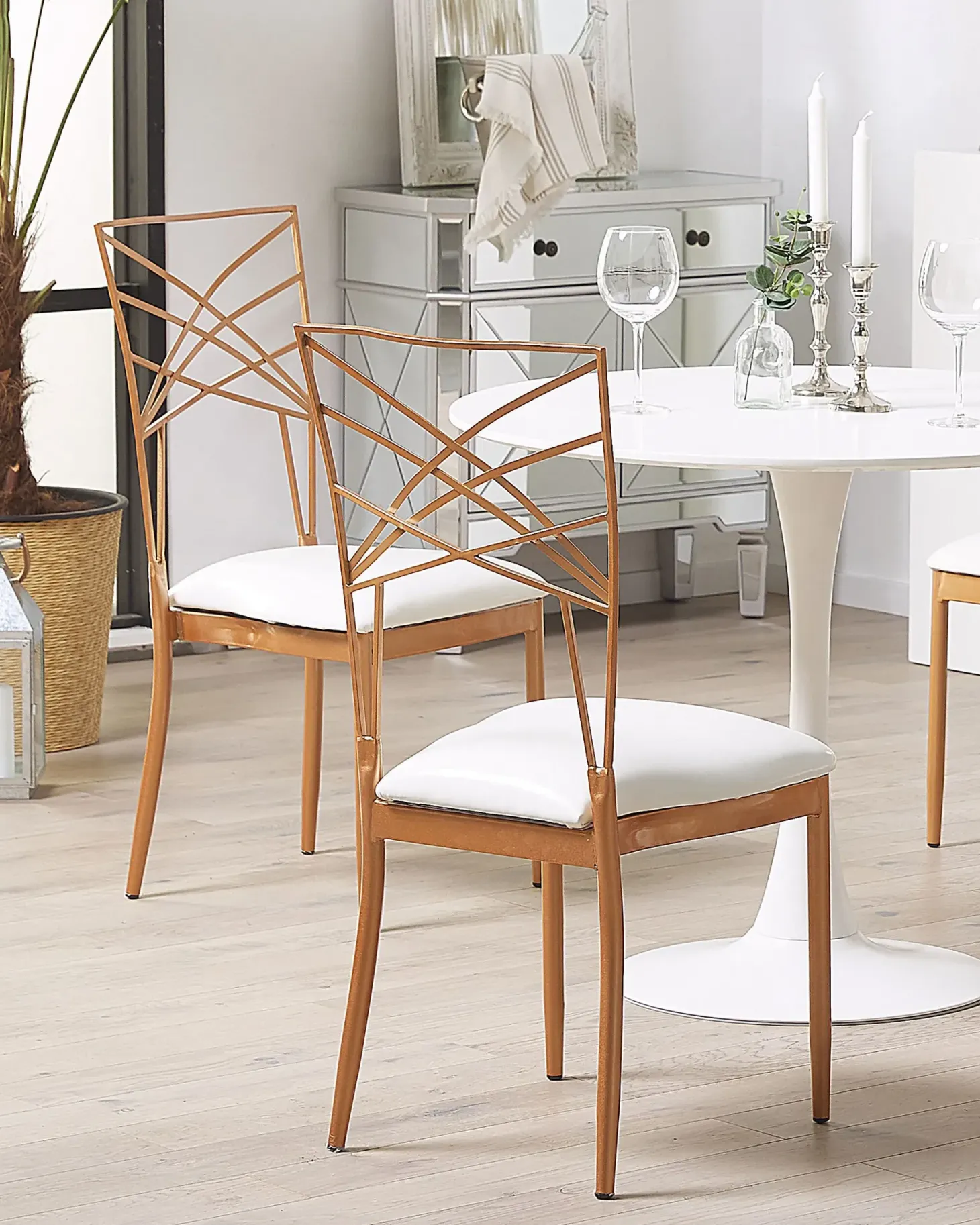 Sæt med 2 spisebordsstole GIRARD Metal Rosa guld