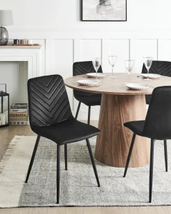 Sæt med 4 spisebordsstole HAVRE Velour Sort