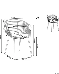 Sæt med 2 spisebordsstole HOBACK Metal Kobber