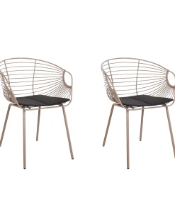 Sæt med 2 spisebordsstole HOBACK Metal Beige