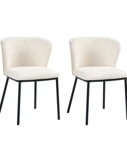 Sæt med 2 spisebordsstole HOSKIN Boucle Cremehvid