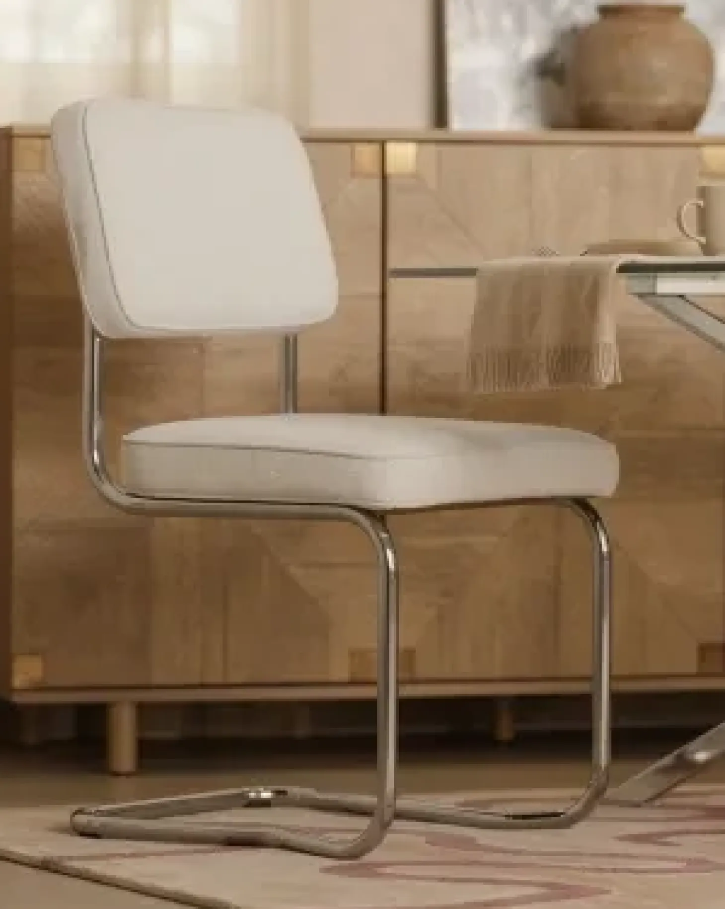 Sæt med 2 spisebordsstole IRWIN Fløjl Cremehvid