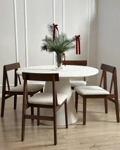 Sæt med 2 spisebordsstole ISLE Træ Brun/beige