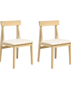 Sæt med 2 spisebordsstole ISLE Træ Lysebrun/beige