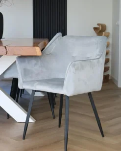 Sæt med 2 spisebordsstole JASMIN Velour Lysegrå