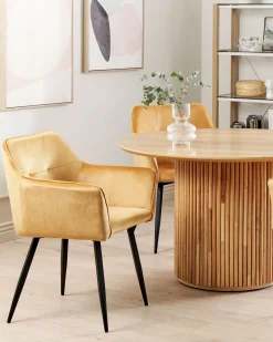 Sæt med 2 spisebordsstole JASMIN Velour Sennepsgul