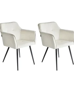 Sæt med 2 spisebordsstole JASMIN Velour Lys Beige