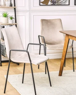 Sæt med 2 spisebordsstole JEFFERSON Velour Brungrå