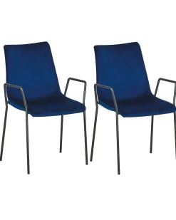 Sæt med 2 spisebordsstole JEFFERSON Velour Mørkeblå