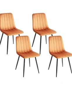 Sæt med 4 spisebordsstole KALISPELL Velour Orange