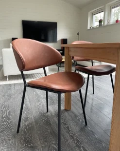 Sæt med 2 spisebordsstole KIANA Kunstlæder Brun