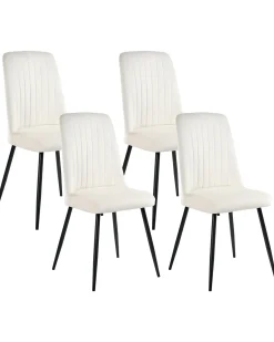 Sæt med 4 spisebordsstole KIRBY Velour Cremehvid