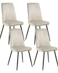 Sæt med 4 spisebordsstole KIRBY Velour Beige