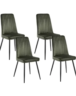 Sæt med 4 spisebordsstole KIRBY Velour Mørkegrøn
