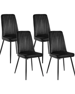 Sæt med 4 spisebordsstole KIRBY Velour Sort