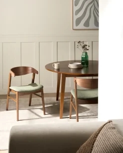Sæt med 2 spisebordsstole LILLY Mørkegrøn/brun