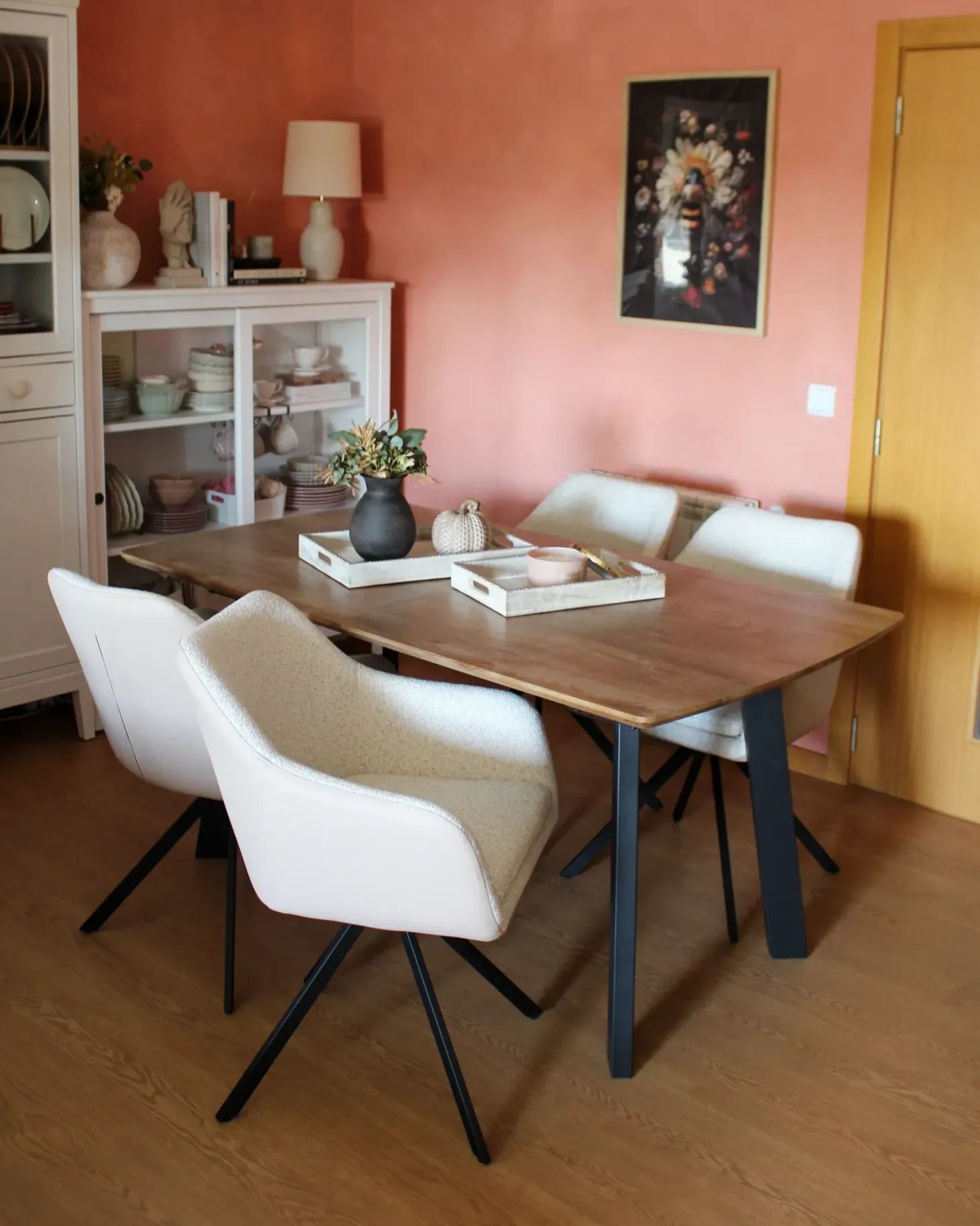 Sæt med 2 spisebordsstole LITHIA Boucle Lys Beige