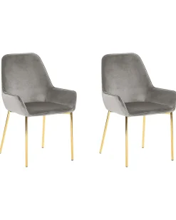 Sæt med 2 spisebordsstole LOVERNA Velour Grå