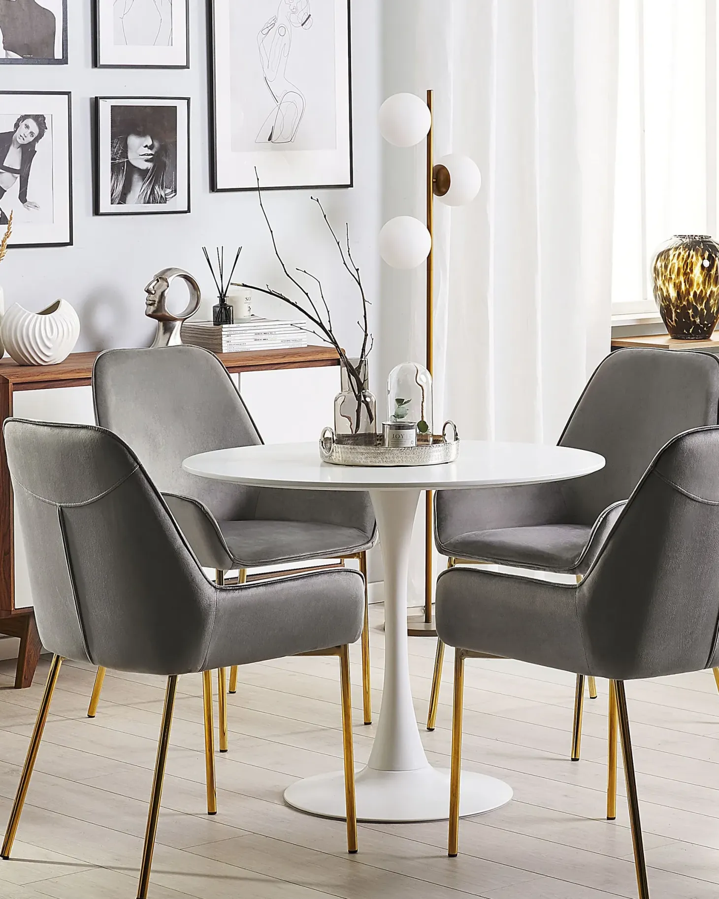 Sæt med 2 spisebordsstole LOVERNA Velour Grå