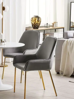 Sæt med 2 spisebordsstole LOVERNA Velour Grå