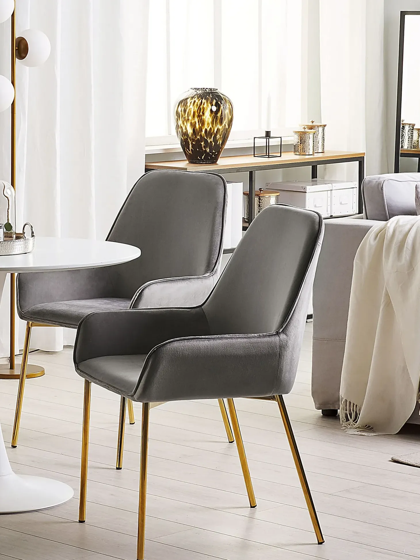 Sæt med 2 spisebordsstole LOVERNA Velour Grå