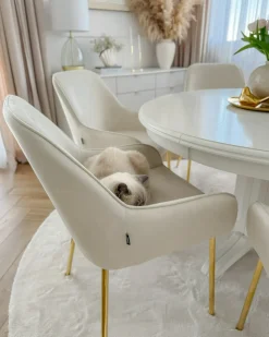 Sæt med 2 spisebordsstole LOVERNA Velour Cremehvid