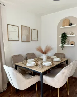 Sæt med 2 spisebordsstole LOVERNA Velour Beige