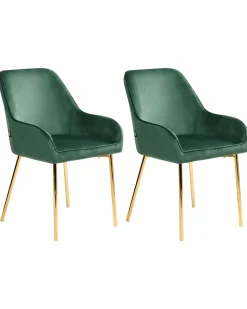 Sæt med 2 spisebordsstole LOVERNA Velour Grøn