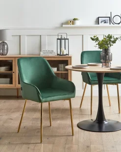 Sæt med 2 spisebordsstole LOVERNA Velour Grøn