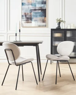 Sæt med 2 spisebordsstole LUANA Velour Lys Beige
