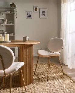 Sæt med 2 spisebordsstole LUANA Boucle Hvid