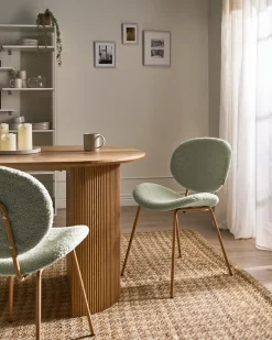 Sæt med 2 spisebordsstole LUANA Boucle Lysegrøn