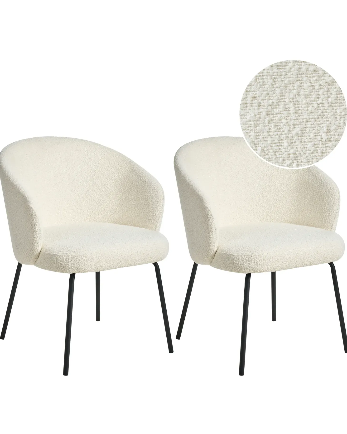 Sæt med 2 spisebordsstole LUDDEN Boucle Lys Beige