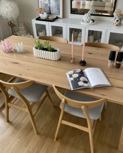 Sæt med 2 spisebordsstole LYNN Træ Lysebrun/grå