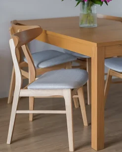 Sæt med 2 spisebordsstole LYNN Træ Lysebrun/grå