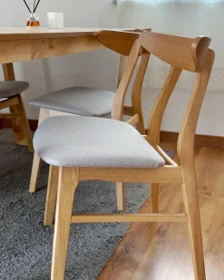 Sæt med 2 spisebordsstole LYNN Træ Lysebrun/grå