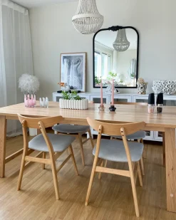 Sæt med 2 spisebordsstole LYNN Træ Lysebrun/grå